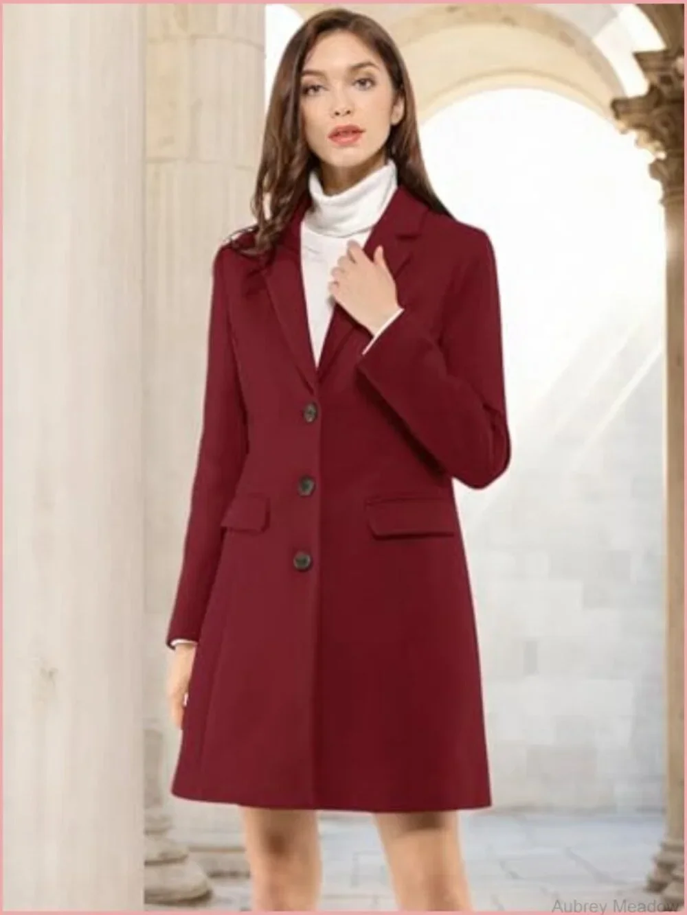 Single Breasted Pea Coat Notch Lapel Mid-thigh A-line Overcoat Winter Outerwear